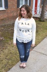 Blogging Besties: Black and White Print, French, and Boyfriend Jeans