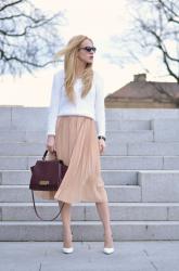 A pleated skirt