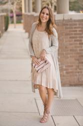 Cream Ruffle Hem Dress