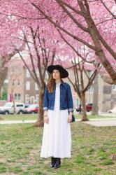 White Dress + Vintage Denim