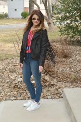 Fringe Jacket + Peasant Blouse.