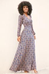 Aztec Print Long Sleeve Maxi Dress