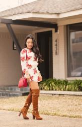 Cusp of Spring in a Floral Romper + OTK Boots