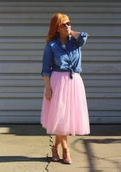 Pink Tulle Skirt & Floral Ankle Boots: Wild Audacity
