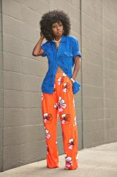 Men’s Shirt + Floral Print Wide Leg Pants