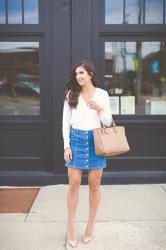 Button Denim Skirt