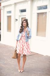 Flamingo Print Flare Dress