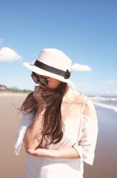 White on White Beach Outfit