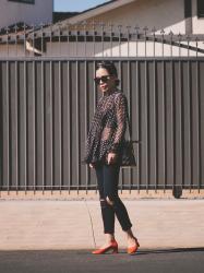 Ladylike: Polka Dot Blouse, Distressed Jeans & Ballet Pumps