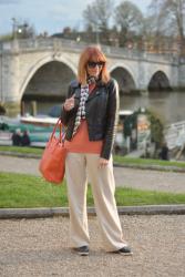 How to Wear a Biker Jacket | With Wide Leg Trousers, Cashmere and a Skull Scarf