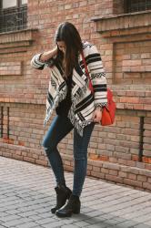 Ethnic jacket & red bag