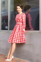 retro | plaid belted flare dress