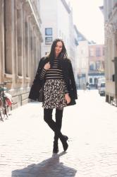 Outfit: stripes on floral with thigh high boots