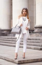 TOTAL WHITE LOOK | biały płaszcz w eleganckiej stylizacji