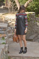 Striped Ribbed Top and Slip Dress with Creepers and Puzzle ♥ Pull-chaussette rayé et robe nuisette avec Creepers et Puzzle