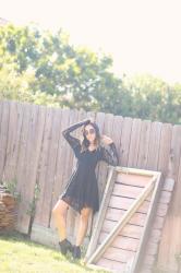 Black Lace Skater Dress for Coachella