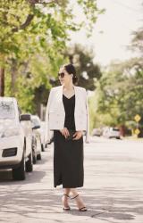 Business Chic: Split Pencil Skirt & Cropped Blazer