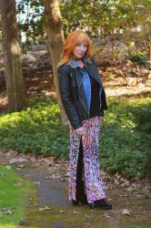 Multi-color Maxi Skirt & Moto Jacket: Trademark