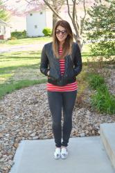 Leather Jacket + Stripes.