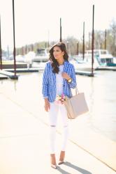 Gingham Print Blazer