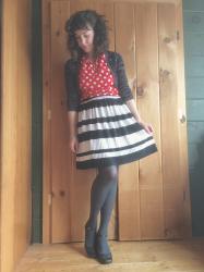 Red Polka Dots + Striped Skirt | Shaped by Stripes