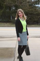 Houndstooth Skirt & Neon Top & Confident Twosday Linkup