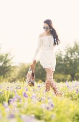 Boho Vibes in a Romper + Gladiator Sandals