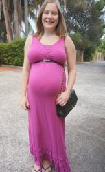 Final Pregnancy Outfit: Maxi Dress and Vintage Chanel Bag
