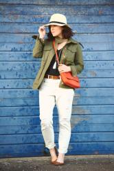 Cream Jeans with a Utility Jacket ( & #Passion4Fashion Linkup!)