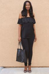 Romwe Black Off the Shoulder Top