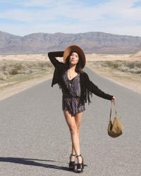 Boho Paisley Print Romper & Hat Desert Style