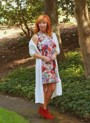 Floral Halter Dress & Red Ankle Boots: Spring Gone Missing