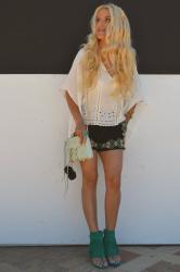 Comfortable Poncho $ Embroidered Shorts