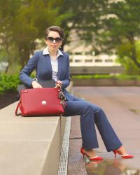 business professional | indigo pant suit