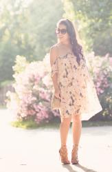 Romantic Vibes in Off-Shoulder Blush Florals