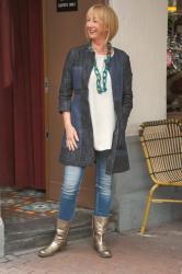 Max Mara jeans dress worn as a jacket