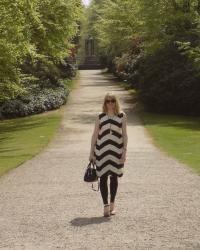 Monochrome Chevron Cocoon Dress For a Day at Tatton Park.