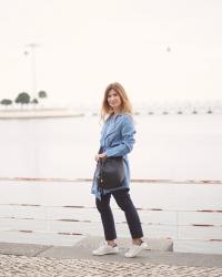 LOOK WITH DENIM TRENCH IN LISBOA