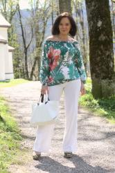 Spring trend floral off-the-shoulder top