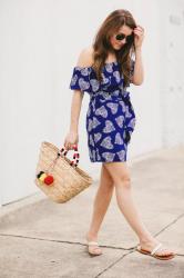 Blue Off The Shoulder Dress