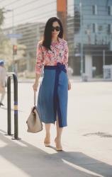 Floral Shirt & Split Skirt