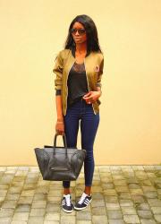 Le bombers en satin kaki