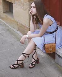 OUTFIT : BLAU-WEISS GESTREIFTES KLEIDCHEN & LACE SANDALS // READY FOR SUMMER