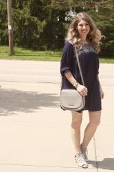 Navy Dress and Serenity Blue Sandals