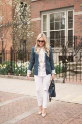 Polka Dot Blazer + White Jeans