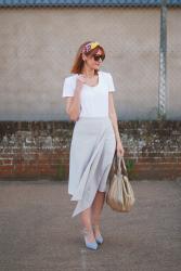 Classic White Tee and Asymmetric Midi Skirt + the #iwillwearwhatilike Link Up