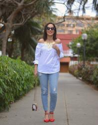 ZARA OFF THE SHOULDER AND SPECIAL NECKLACE