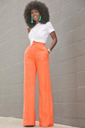 One Shoulder Cotton Top + High Waist Trousers