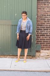 OOTD:  J. Crew Micropleated Midi Skirt 