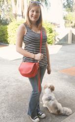 Postpartum Outfits: Rebecca Minkoff Saddle Bag, Jeans and Printed Tanks